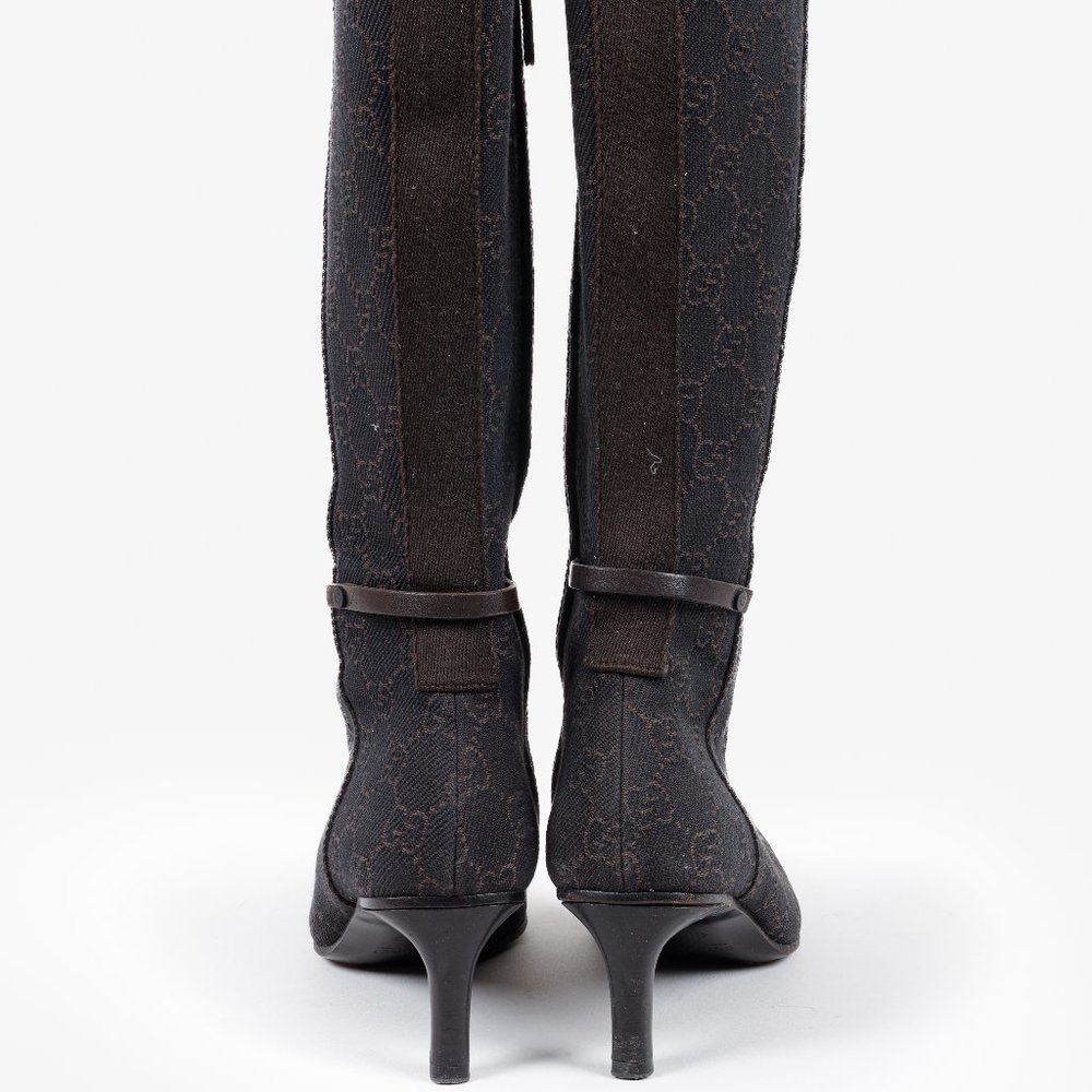 *SOLD* Gucci GG Monogram Canvas Espresso Brown Boots - Picture 3 of 12